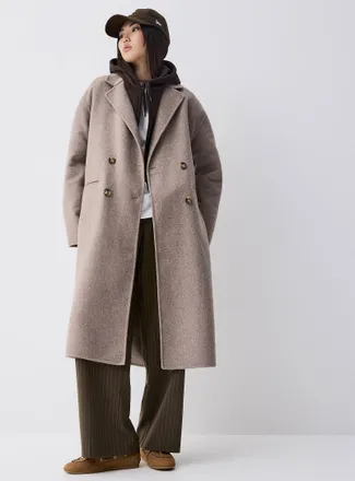 Twik Womens Long double-breasted felt overcoat