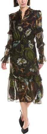 Marchesa Printed Silk-Blend A-Line Dress