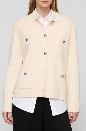 Lafayette 148 New York Matte Crepe Shirt Jacket in Ecru at Nordstrom, Size X-Small