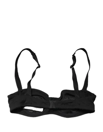Dolce & Gabbana Black Semi-Pad Underwire Balconette Bra Underwear Elastane Silk Clothing
