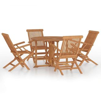 Berkfield Home 5 Piece Folding Outdoor Dining Set Solid Wood Teak in Brown