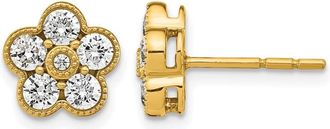 Diamond2Deal 14K Gold 1 ct Lab Grown Diamond Floral Stud Earrings VS-SI Clarity D-E Color