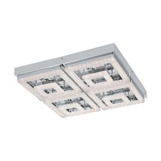 Loops Wall Flush Ceiling Light Chrome Shade Chrome Clear Plastic Crystal Bulb LED 48W