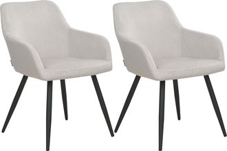 Beliani Beliani - Conjunto De 2 Sillas De Comedor De Estilo Moderno En Color Gris Pardo Fabricadas En Terciopelo Con Patas De Metal Casmalia