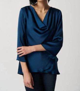 Joseph Ribkoff Womens Satin Blouse In Dark Blue