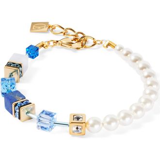 Coeur de Lion Geocube Precious Fusion Pearls Bracelet in Blue at Nordstrom, Size 8.25