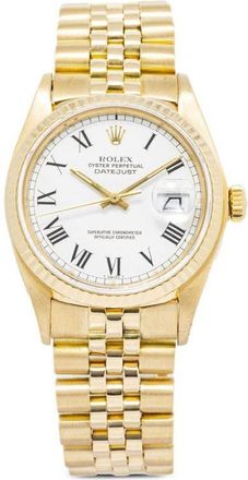 Rolex pre-owned Datejust 36mm - men - 18kt Yellow Gold - One Size - White