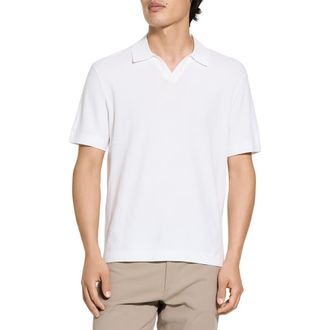 Theory Brenan Johnny Collar Polo in White at Nordstrom, Size X-Large