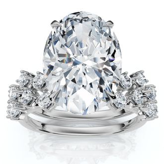 Pompeii3 Certified 5 1/2Ct Oval Diamond Engagement & Wedding Ring 14k Gold/Pt Lab Grown