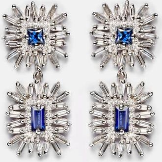 Suzanne Kalan Orecchini pendenti in oro bianco 18 carati con zaffiri blu e diamanti