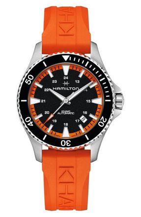 Hamilton Khaki Scuba Automatic Bracelet Watch, 40mm in Black/Orange at Nordstrom