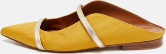 Malone Souliers Yellow/gold Canvas And Leather Maureen Pointed Toe Flats