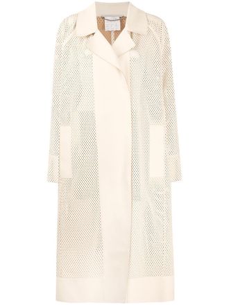 Stella McCartney faux-leather perforated coat - women - Artificial Leather - 36 - Neutrals