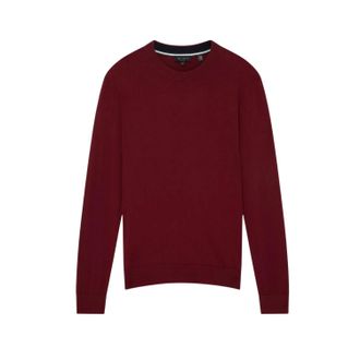 Ted Baker Heren Trui van Merinowol met lange mouwen (Ossenbloed)