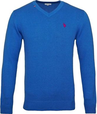 U.S.Polo Association V-hals Pullover Trui - Heren - V-hals truien - Blauw - M - Katoen - Truien & Vesten