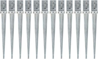 vidaXL Picchetti di Terra 12 pz Argento 8x8x76 cm in Acciaio Zincato - Vidaxl