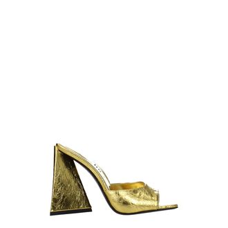 The Attico Gold Leather Platform Womens Sandals