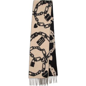 Acne Studios Vilma Chain Wool Blend Scarf in Beige/Black at Nordstrom