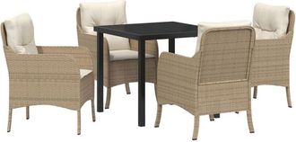 vidaXL Garden Dining Set with Cushion 5 pcs Beige Poly rattan Vidaxl