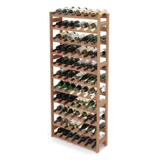 Relaxdays Relaxdays Estanter&iacute;a Para Vino, 77 Botellas, Madera De Nogal, 166 X 72,5 X 25 Cm, Para Vino Tinto Y Blanco, Natural