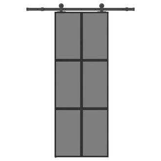 Berkfield Home Sliding Door with Hardware Set 76x205 cm Tempered Glass&Aluminium in Black