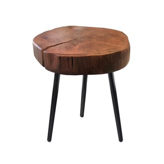 Oresteluchetta Mesa madera maciza con patas metal negro, &oslash;35x42 cm