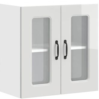 vidaXL Kitchen Wall Cabinet with Glass Door Kalmar High Gloss White Engineered Wood Vidaxl