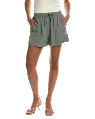 Splendid Crochet Detail Linen-Blend Short