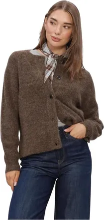 Selected Truien & Vesten, Dames, Bruin, XS, Wol, Slflulu LS Knit Short Cardigan