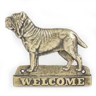 OEM Mast&iacute;n Napolitano, Mast&iacute;n Napolitano, Mastino Napoletano - Placa De Puerta Con Perro, Placa De Bienvenida De Lat&oacute;n, Placa &Uacute;nica Con La Inscripci&oacute;n Wel