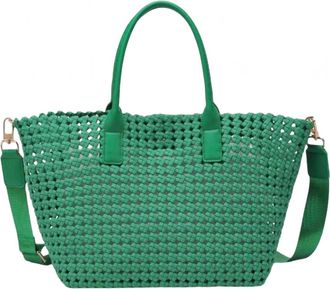 Sol and Selene Womens Medium Solstice Woven Tote In Kelly Green