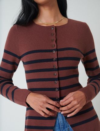 Nobody's Child Brown And Black Striped Cardigan