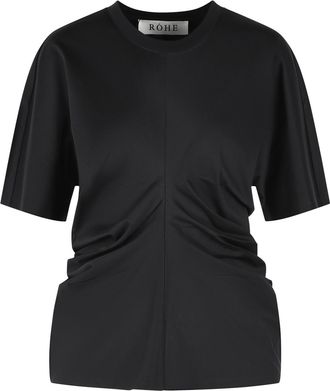 R&oacute;he Draped T-Shirt In Black Cotton Blend