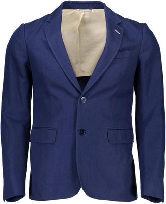 GANT Klassiek Blauw Katoenen Jas met Logo - Heren - Blazers - Blauw - 4XS - Katoen - Jassen
