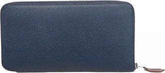Herm&egrave;s Blue Epsom Leather Long Wallet (Bi-Fold) (Pre-Owned)