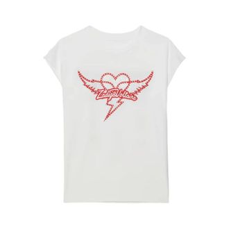 Zadig&Voltaire T-Shirts, female, White, Size: XS Cloe Heart Wings Strass Tshirt