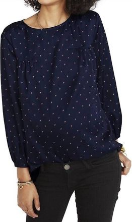 Hatch Delfina Long Sleeve Top In Royal French Dot