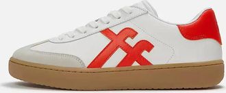 FitFlop Womens FitFlop Womens The Dash T-Toe Leather Trainers - Urban White/Rich Red E06 - Size: 6