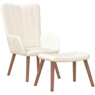 vidaXL Sill&oacute;n De Relax Con Taburete Terciopelo Blanco Crema Vidaxl
