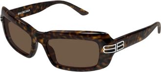 Balenciaga Rechthoekige Zonnebril - Dames - Zonnebrillen - Bruin - 57 MM - Accessoires