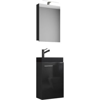ebuy24 Vcm Juego de 3 piezas Lavadero para invitados wc Baño de invitados wc Lavabo con gabinete de espejo Muebles de baño Juego de baño - Slito sc-bl