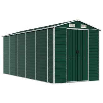 Berkfield Home Garden Shed Green 191x470x198 cm Galvanised Steel | Size: 191 x 470 x 198 cm