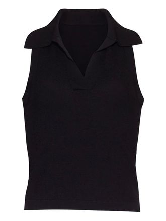 Cara Cara polo-neck sleeveless top - women - Viscose/Polyester - S - Black