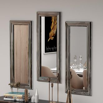 Dmora Espejo Guarcino, Modulable, Set De 3, Forma Rectangular, 30x70h Cm Plata