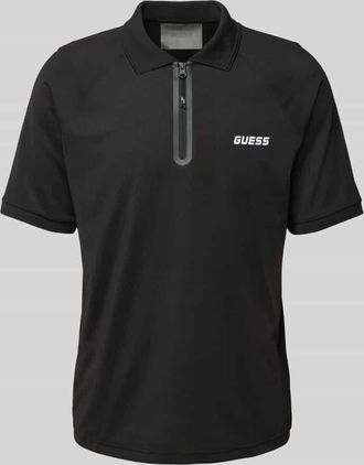 Guess Regular Fit Poloshirt mit Reißverschluss Modell JAISS in BLACK, Größe XS