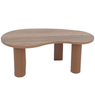 Hhg [nunca Usado] Mesa De Centro Hhg-078, Mesa Auxiliar Mesa De Sof&aacute;, Forma Org&aacute;nica Madera Melamina, 45x110x60cm, Aspecto Madera Marr&oacute;n