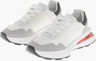 Dsquared2 Leather and Nylon Low-Top Sneakers SLASH with Contrast Detai size 35