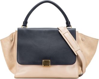 Celine Pre-owned Celine Medium Bicolor Calfskin and Suede Trapeze Satchel Ladies SVTPKASVWLC73M2I