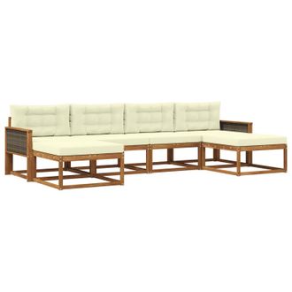 vidaXL Conjunto De Sof&aacute;s De Exterior Con Coj&iacute;n 6 Pcs Natural Y Crema Vidaxl