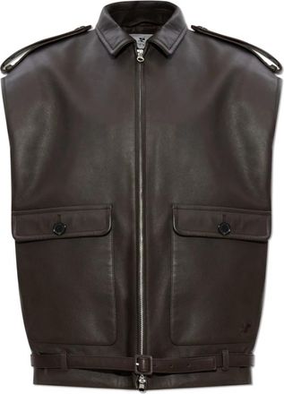 Courr&egrave;ges Leren Vest - Dames - Bodywarmers - Bruin - S - Leer - Jassen